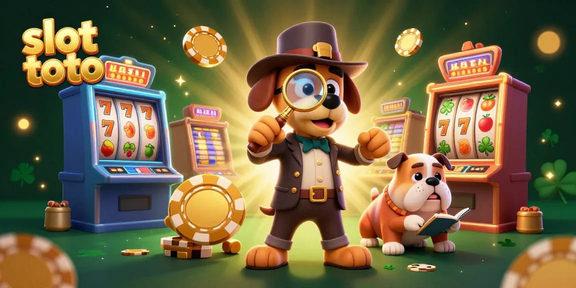 Experience the excitement of slot toto with dynamic 3D characters revealing winning clues among slot machines.