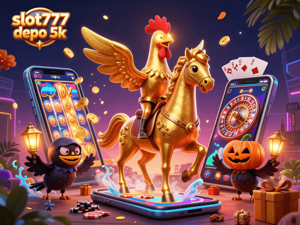 Experience excitement at slot777 depo 5k with golden rooster and spectacular casino elements.
