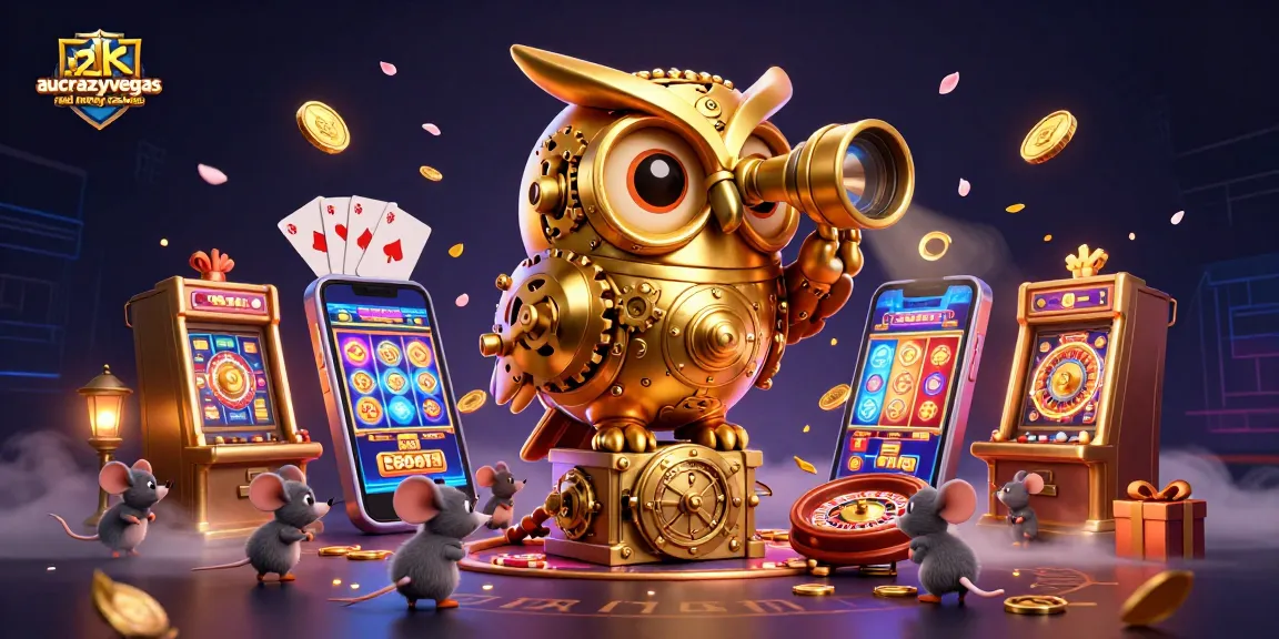 Experience the excitement at aucrazyvegas real money casinos with a vibrant 3D casino scene full of dynamic gaming elements.