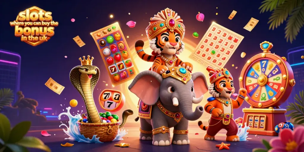 Experience excitement with slots where you can buy the bonus in the uk, featuring vibrant slot reels and captivating characters.