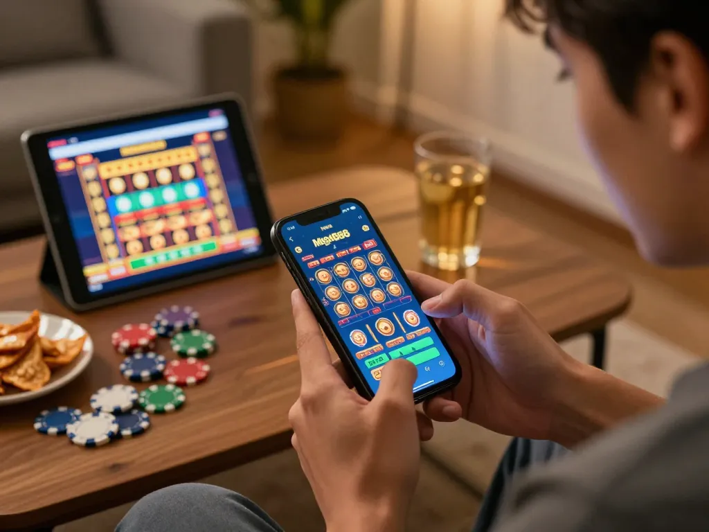 Engaging in mobile gaming with Mega888 apk for Android while enjoying excitement and comfort at home.
