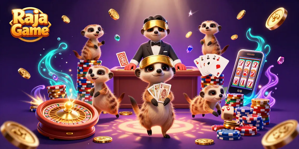 Experience thrilling gameplay with Raja Game's exciting meerkat casino scene featuring colorful chips and rewards.