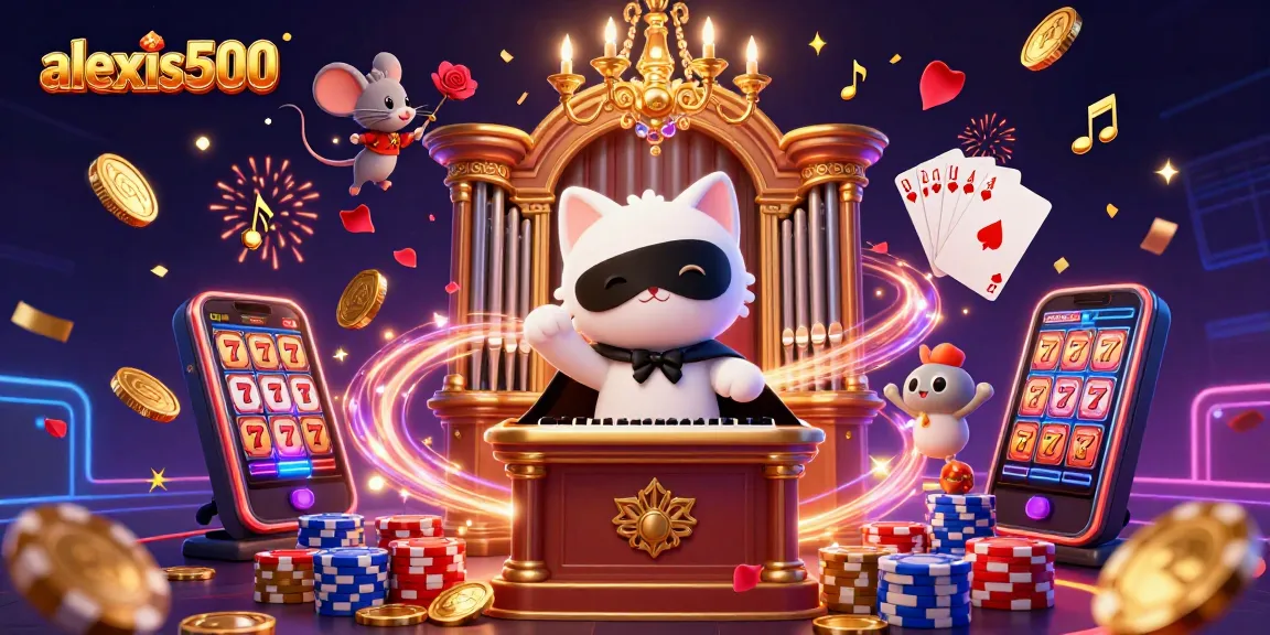 Experience spinning luck with alexis500 in a vibrant casino scene filled with winning slot symbols.