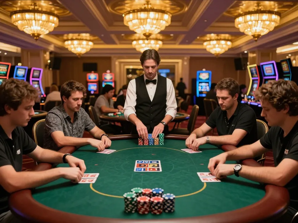 Exciting poker gameplay at Nhà Cái SC88 with players in action and vibrant casino atmosphere.