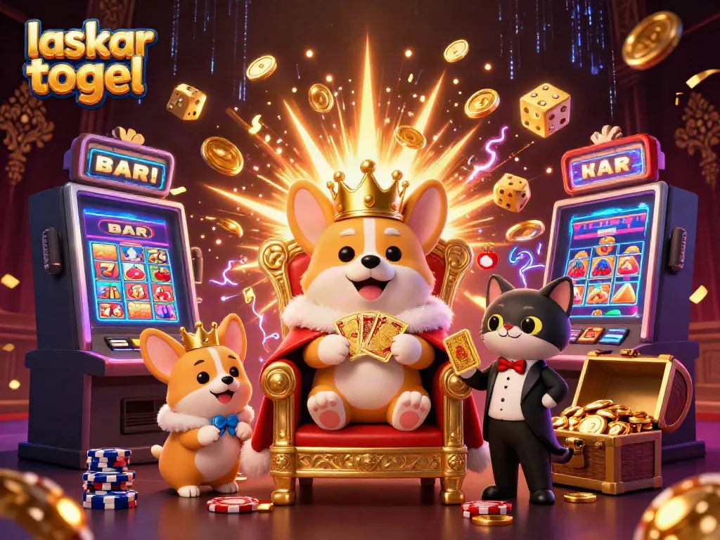 Experience the excitement of laskar togel with a colorful and dynamic 3D illustration of casino royalty.