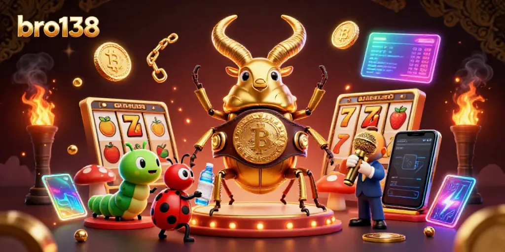 Engage with bro138's thrilling slot action featuring vibrant characters and dynamic casino elements.