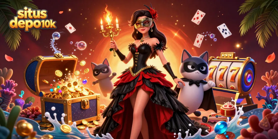 Join the exciting adventures at situs depo 10k, featuring vibrant slot reels and captivating characters.