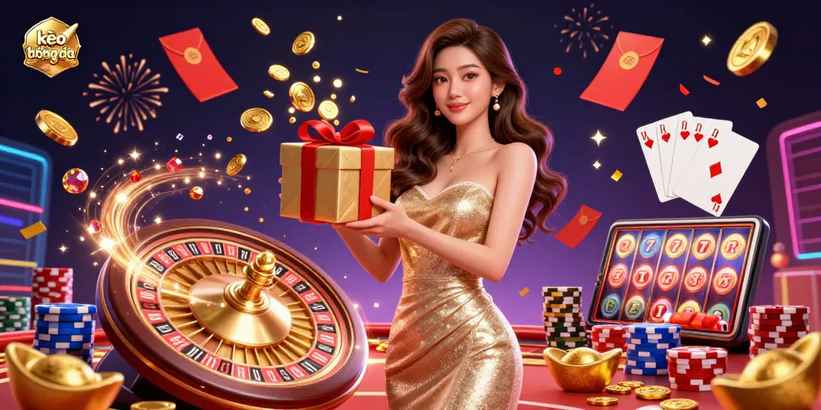 Betting on kèo bóng đá with festive casino elements in an energetic 3D scene.