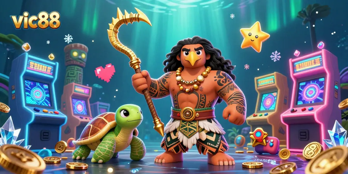 Experience big wins with vic88 in a vibrant casino world, featuring iconic gaming elements and colorful characters.