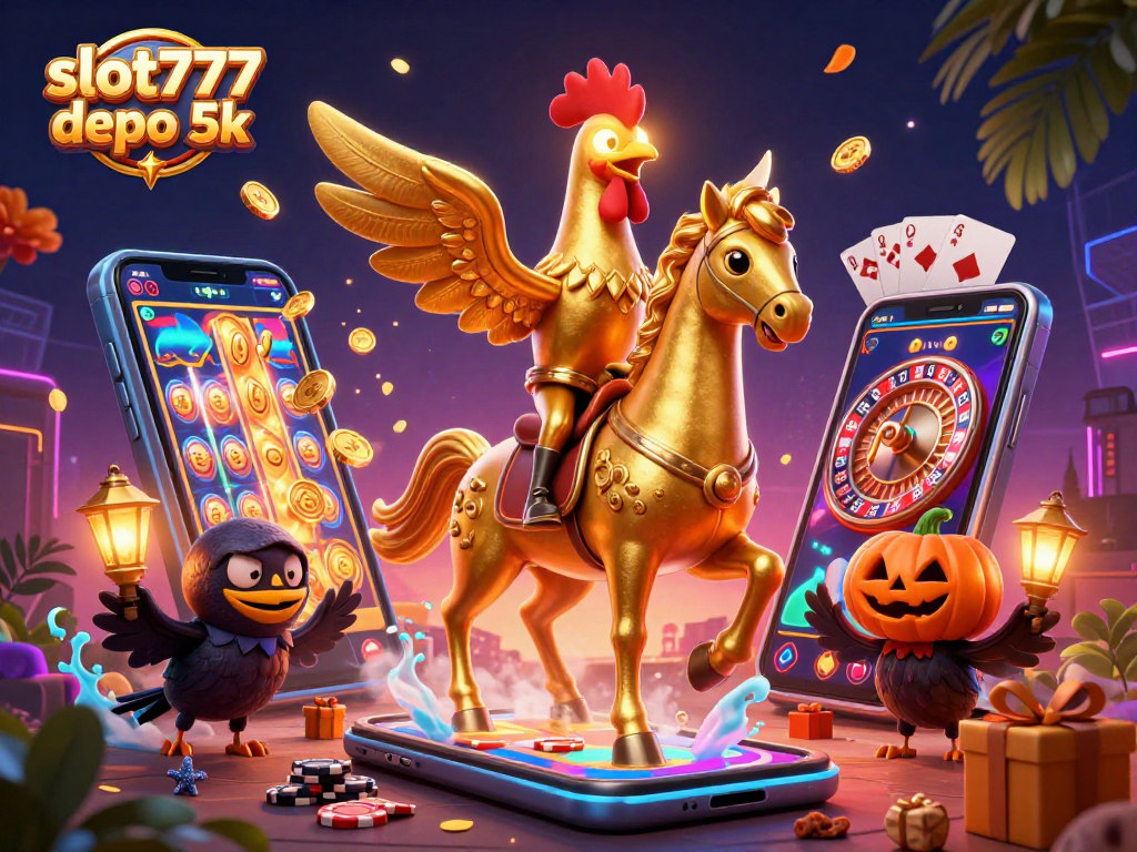 Experience excitement at slot777 depo 5k with golden rooster and spectacular casino elements.