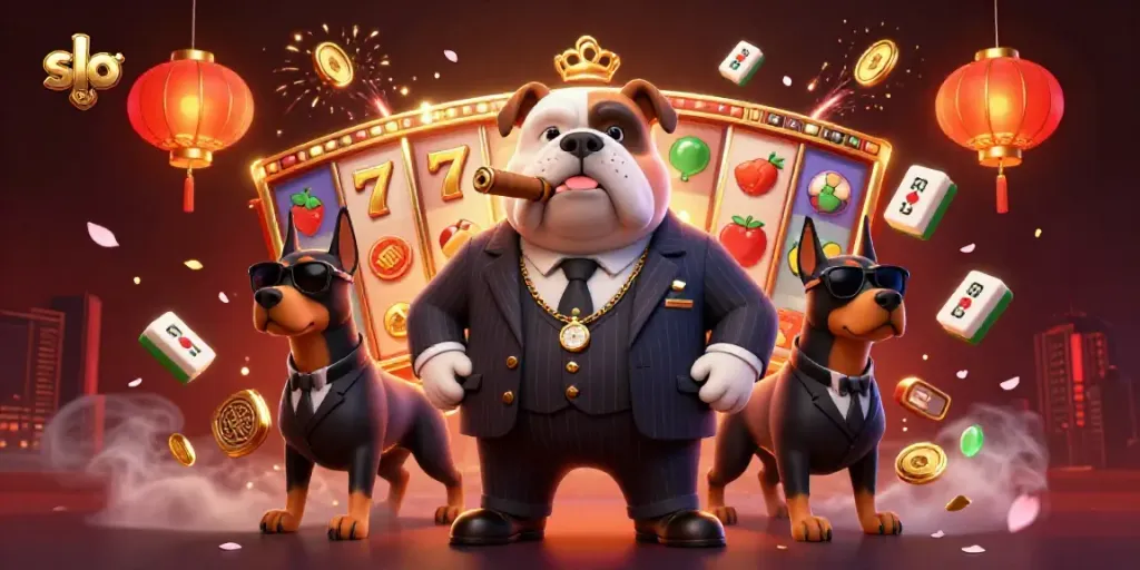 Engage in slot games with the animated mafia characters enhancing casino excitement.