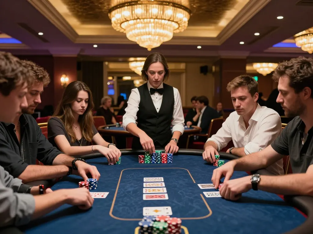 Players experiencing thrilling gameplay at lc88 poker tables in a vibrant casino.