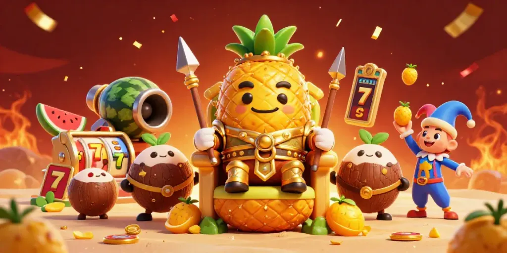 Engage with the slot gacor adventure as the pineapple king rules the vibrant beach casino scene.