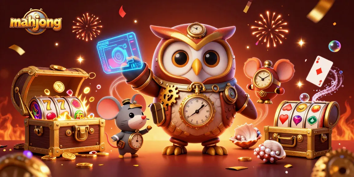 Experience mahjong in a vibrant casino scene with steampunk characters and dazzling animations.
