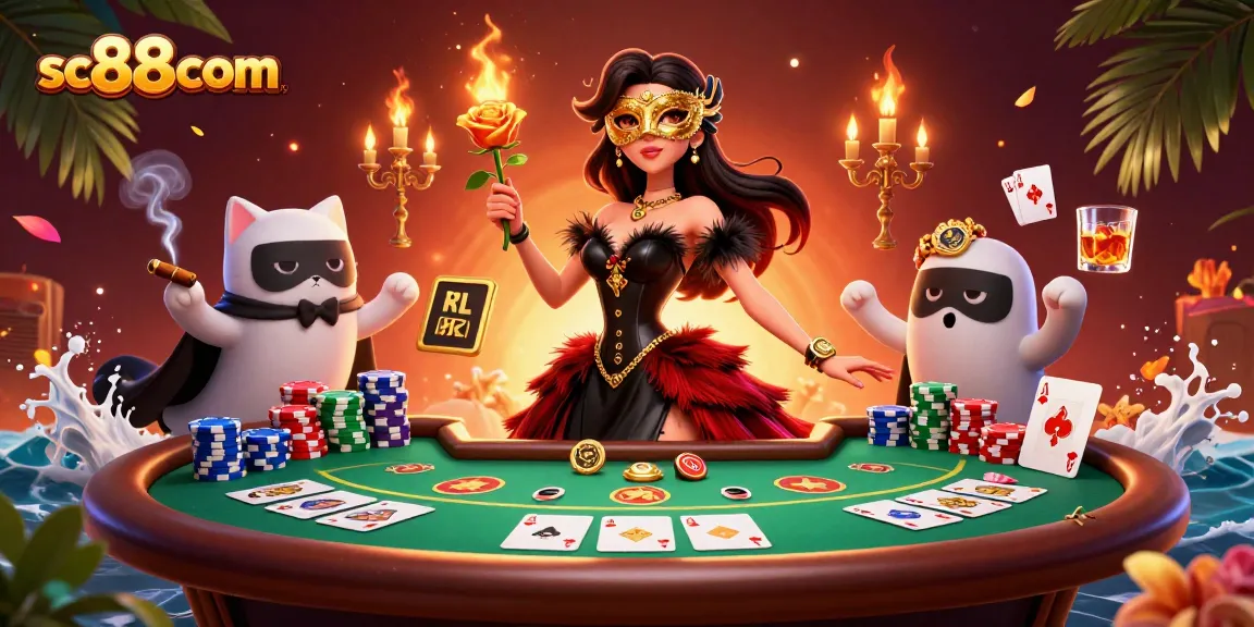 Bet big with sc88com at our vibrant casino scene featuring poker chips and stunning characters.