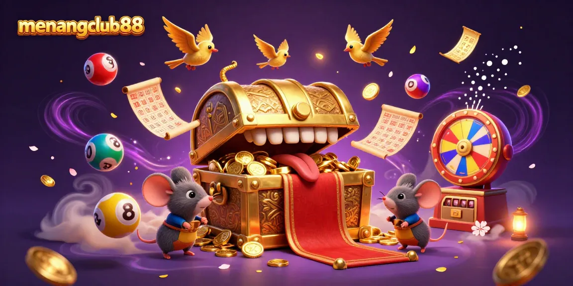 Experience winning at menangclub88 with a treasure chest filled with golden coins and adventurer mice seeking riches.