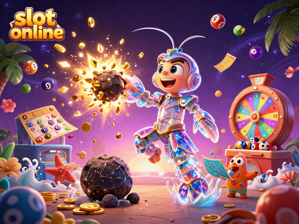 Engage in slot online excitement with a vibrant cosmic theme featuring a mantis shrimp and starfish