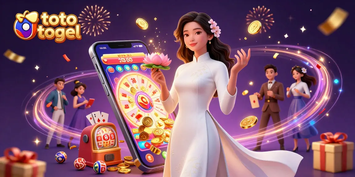 Bergabunglah dengan toto togel dalam ilustrasi 3D bertema lotere yang cerah yang menampilkan elemen pesta dan simbol permainan yang dinamis.