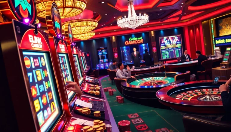 Experience the thrill of link slot gacor with vibrant slot machines and excited bettors in a luxurious casino setting.