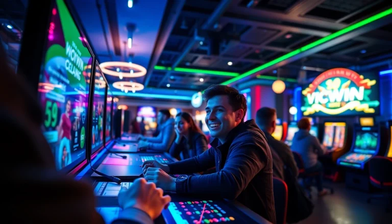 VICWIN's vibrant online casino gaming scene with engaging players and modern interface.