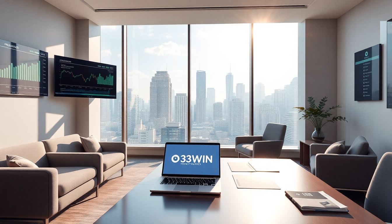 33WIN financial consultant's office with modern decor and city views